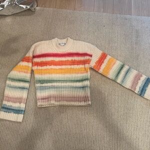 Acne Studios Cream Sweater with Rainbow Stripes